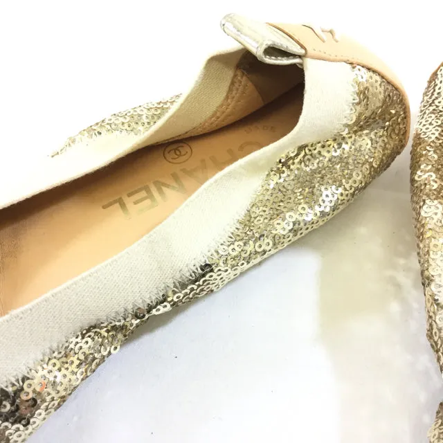 Chanel Sequin Ballet Flats. Size 37.5