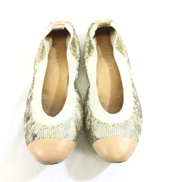 Chanel Sequin Ballet Flats. Size 37.5