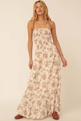 Cherished Memory Smocked Floral Maxi Dress