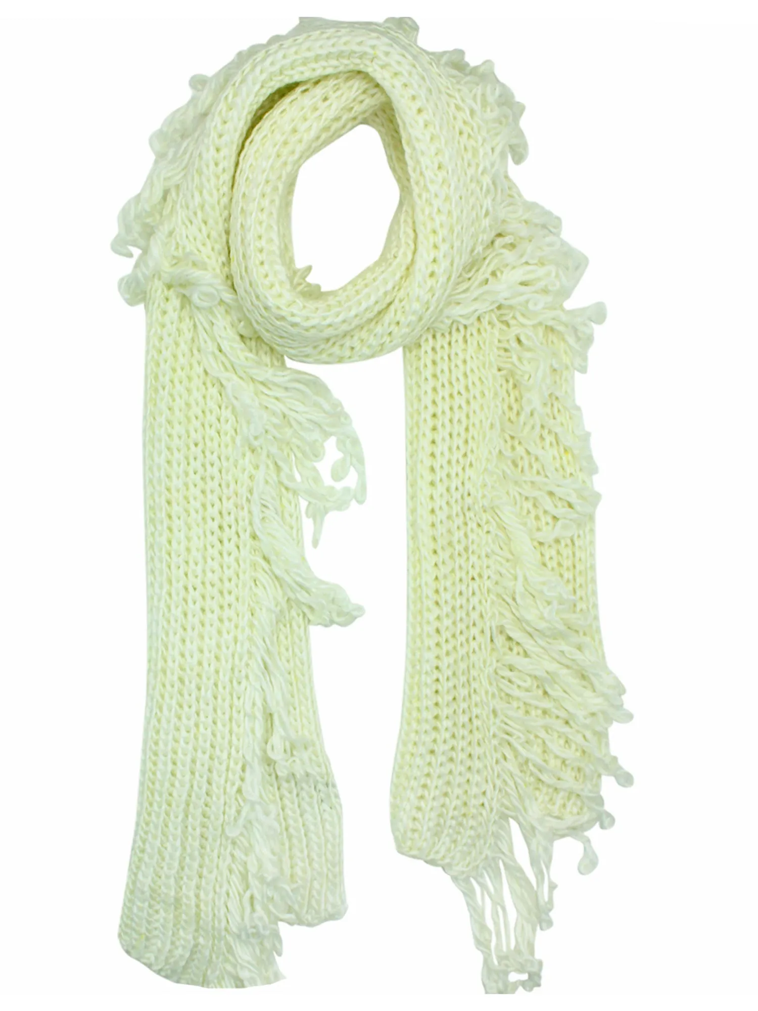 Chunky Winter Knit Scarf With Loop Fringe