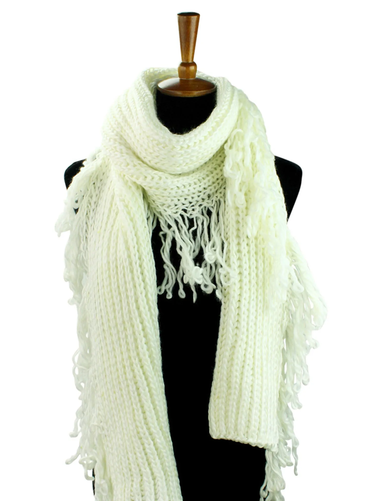 Chunky Winter Knit Scarf With Loop Fringe