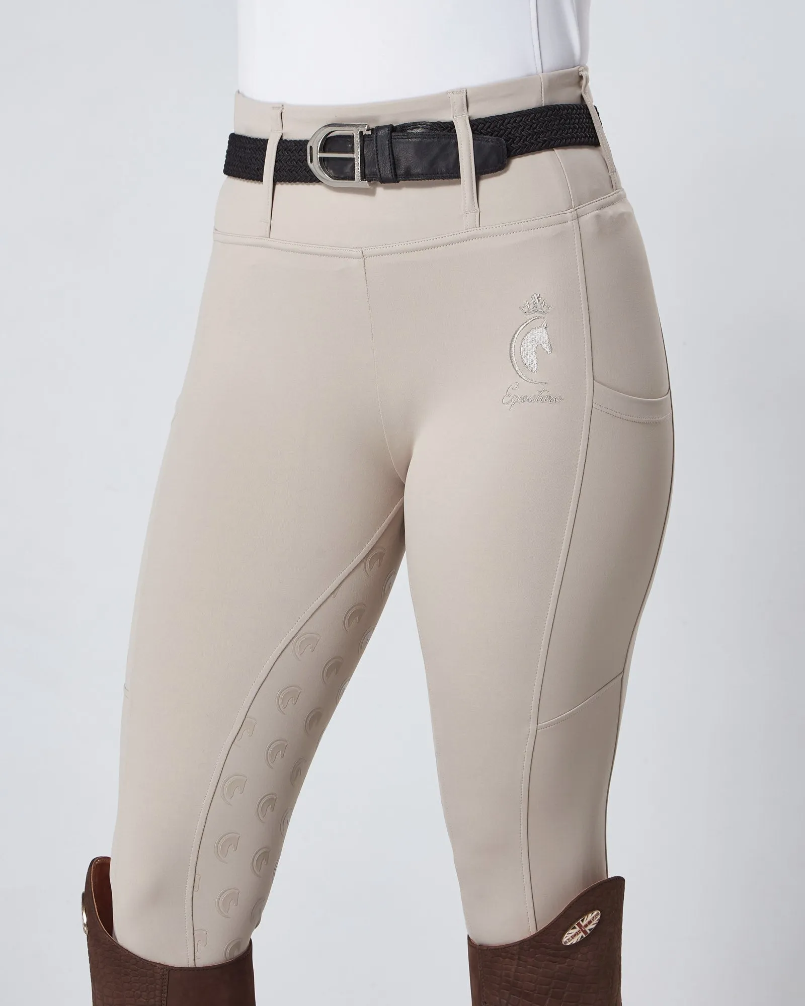 Competition Beige Riding Leggings / Tights with Phone Pockets - HUNTER BEIGE