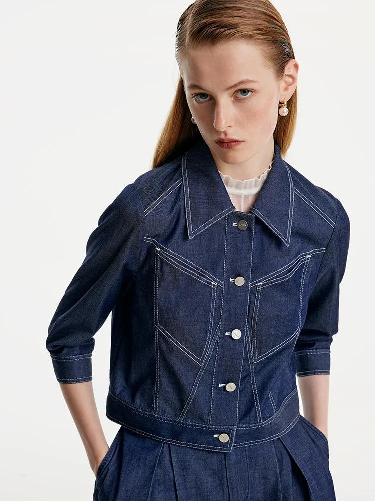 Cool Three-quarters Sleeve Denim Jacket