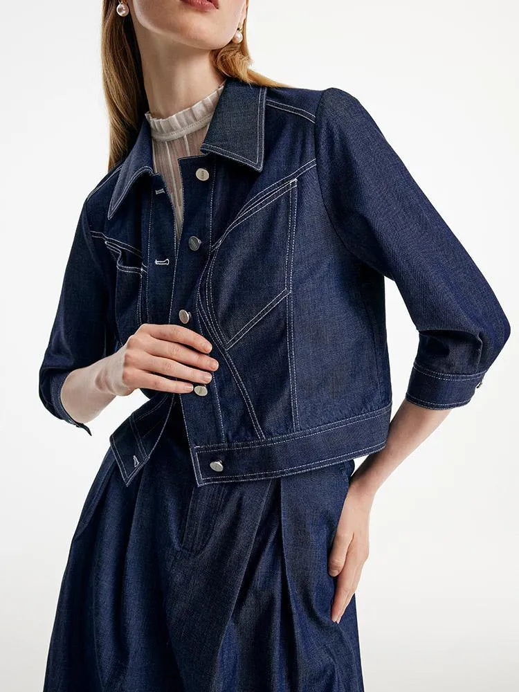 Cool Three-quarters Sleeve Denim Jacket