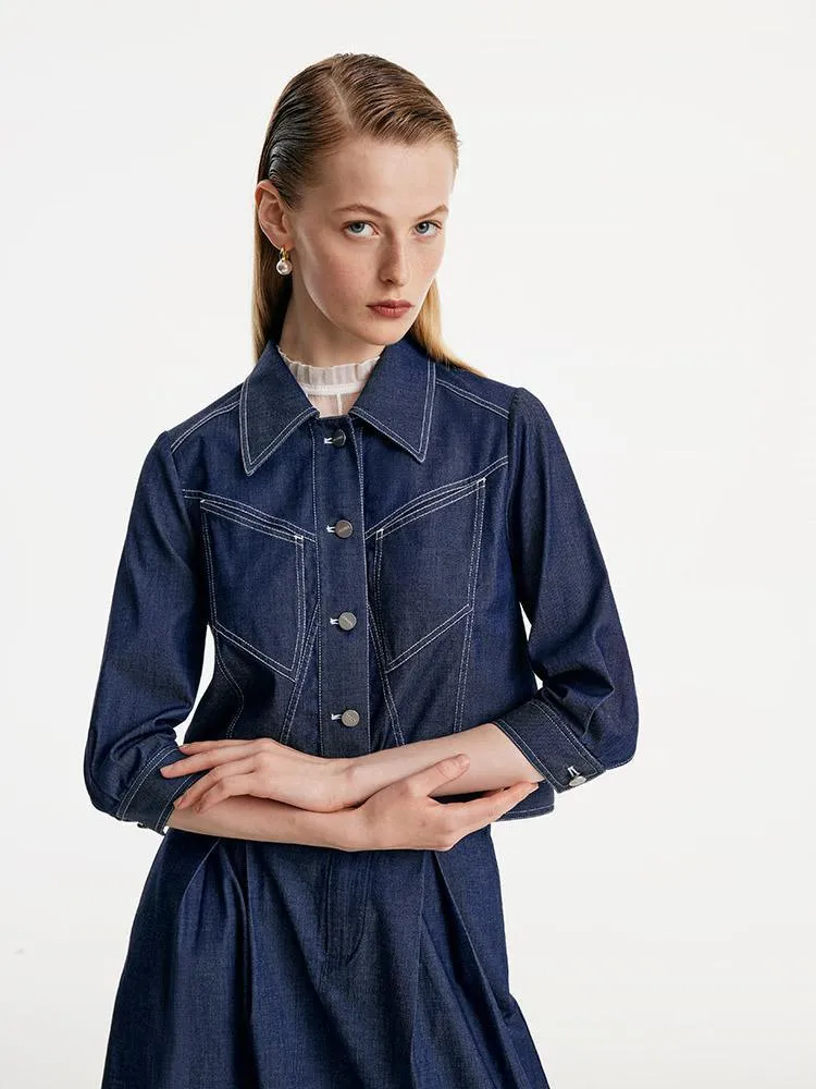 Cool Three-quarters Sleeve Denim Jacket