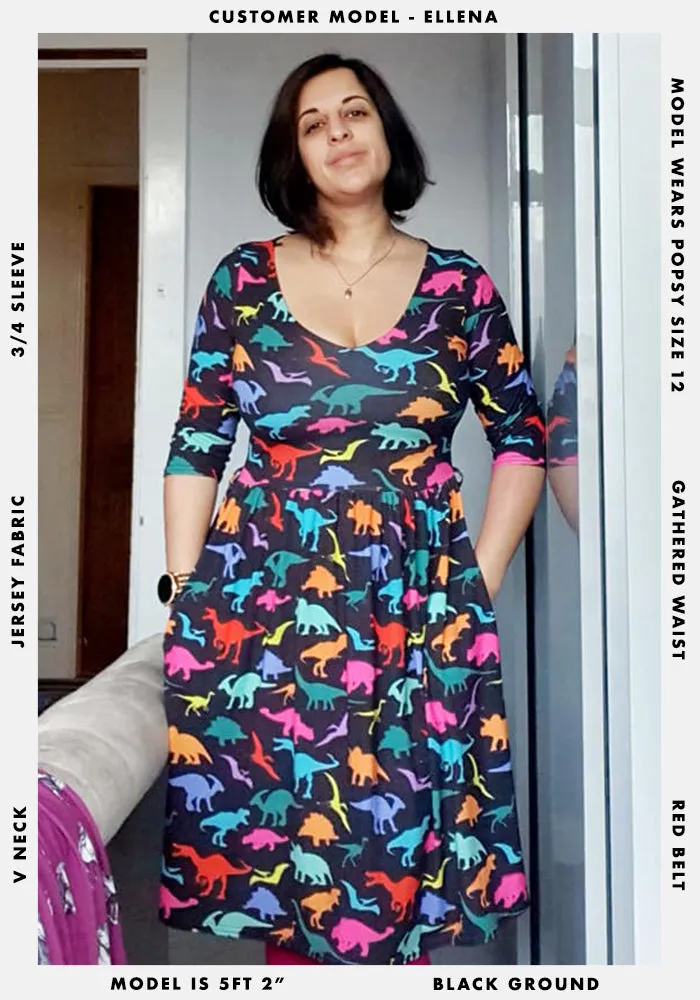 Cora Multicoloured Dinosaur Print Dress