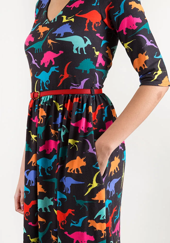 Cora Multicoloured Dinosaur Print Dress