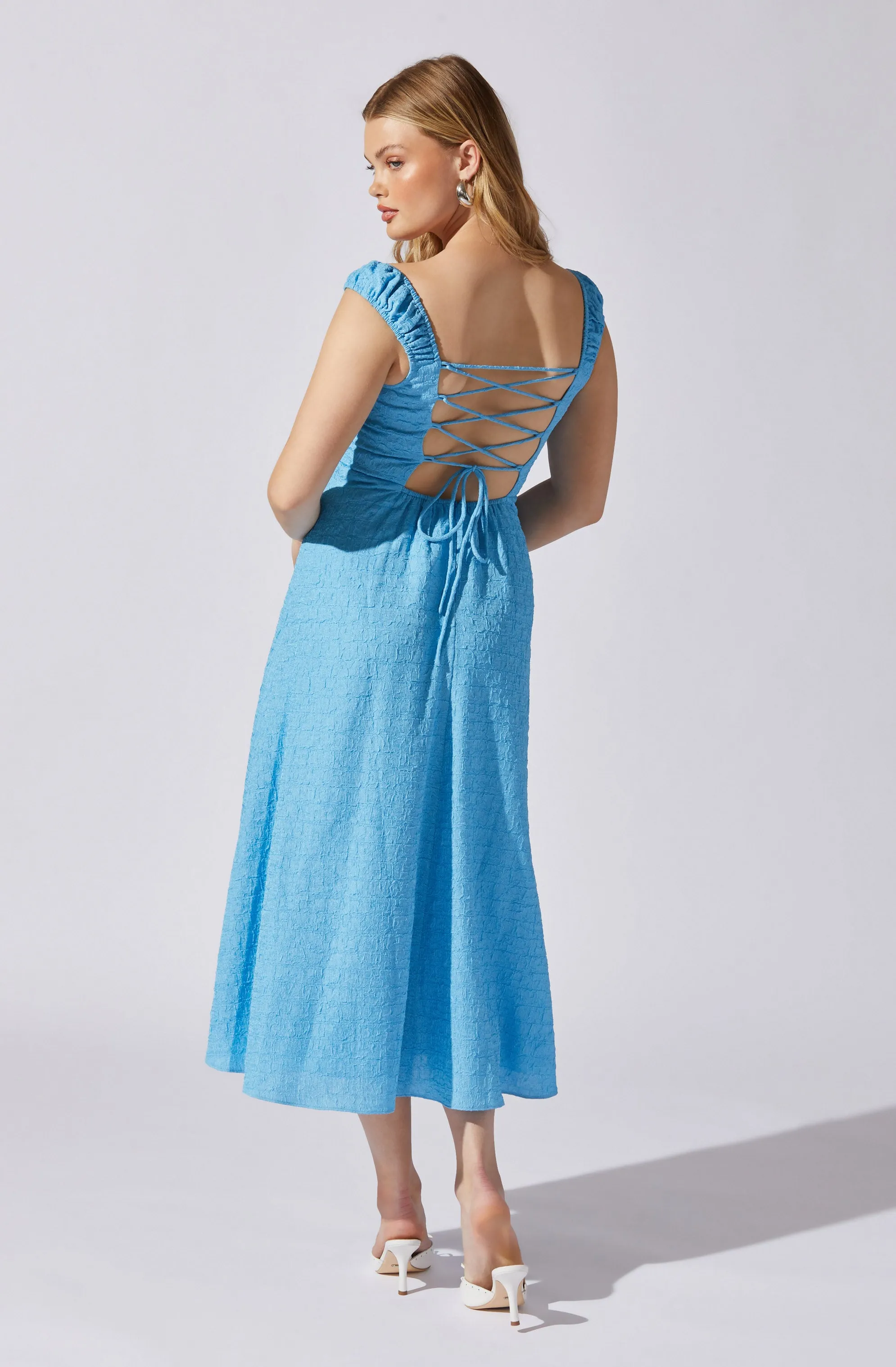 Crinkle Shoulder Midi Dress