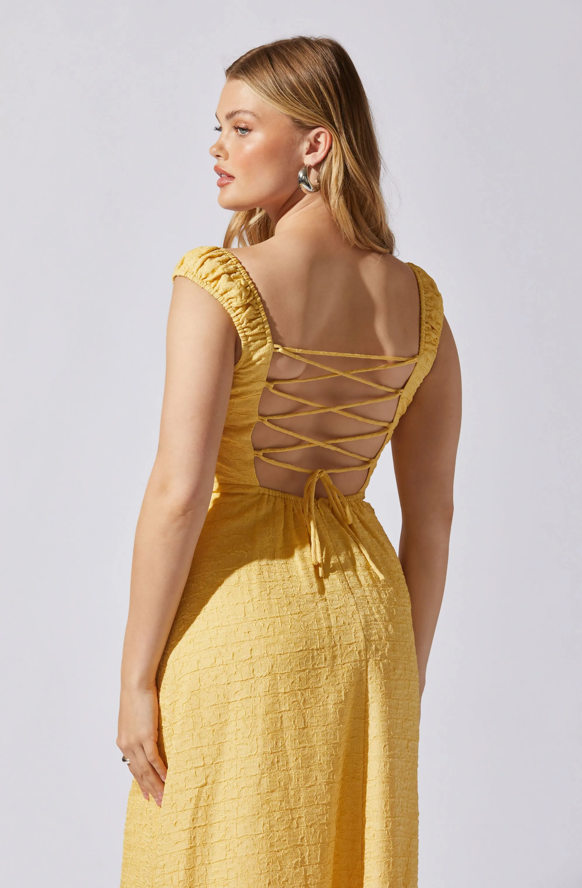 Crinkle Shoulder Midi Dress