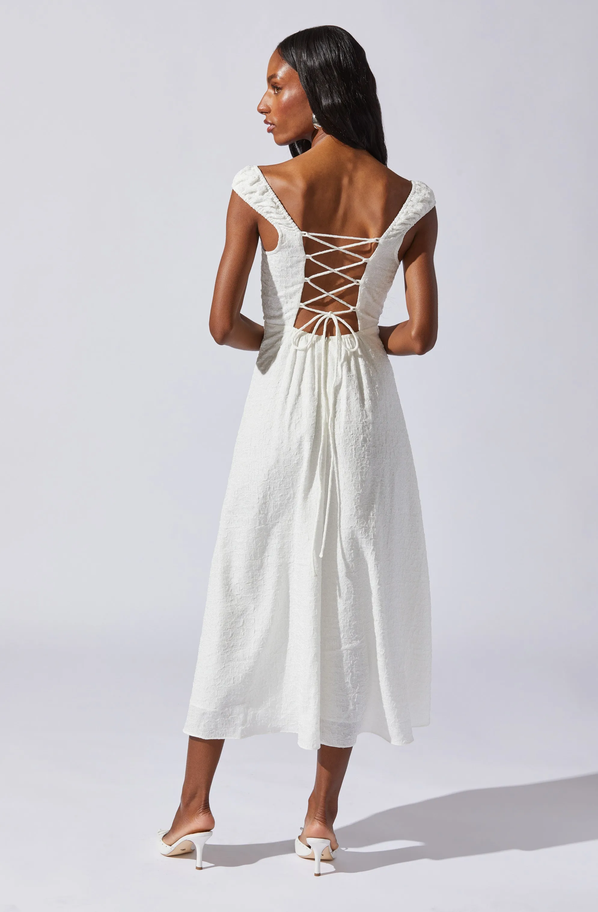 Crinkle Shoulder Midi Dress