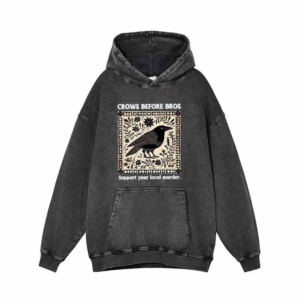 Crows Before Bros Vintage Washed Hoodie