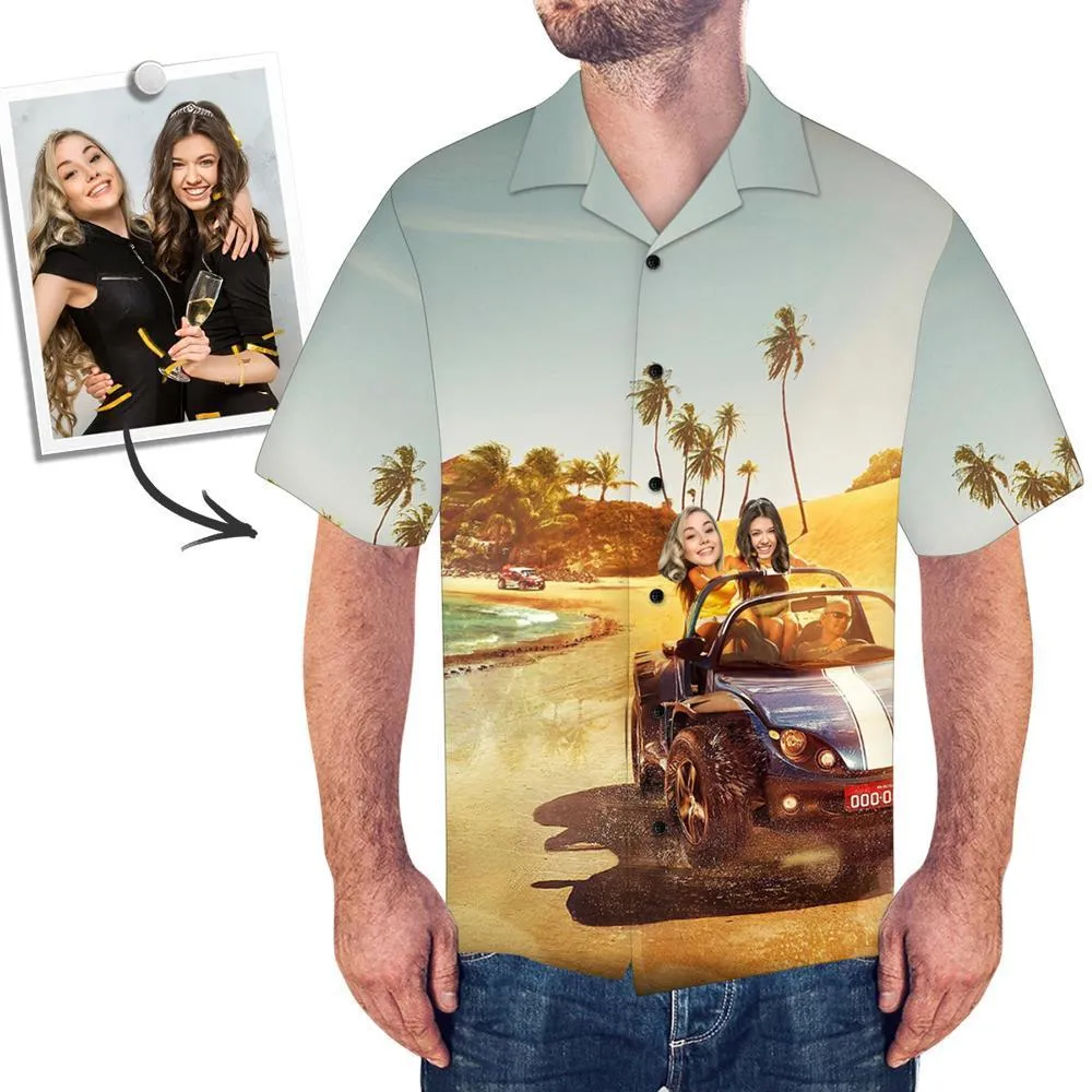 Custom Face Hawaiian Shirt Men's All Over Print Beach Shirt