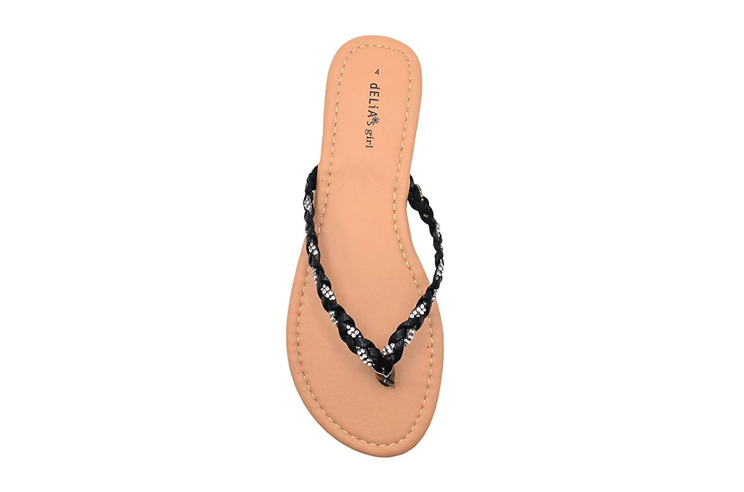 dELiAs Girls Fashion Sandals Shimmery Braided Fabric Flats Black