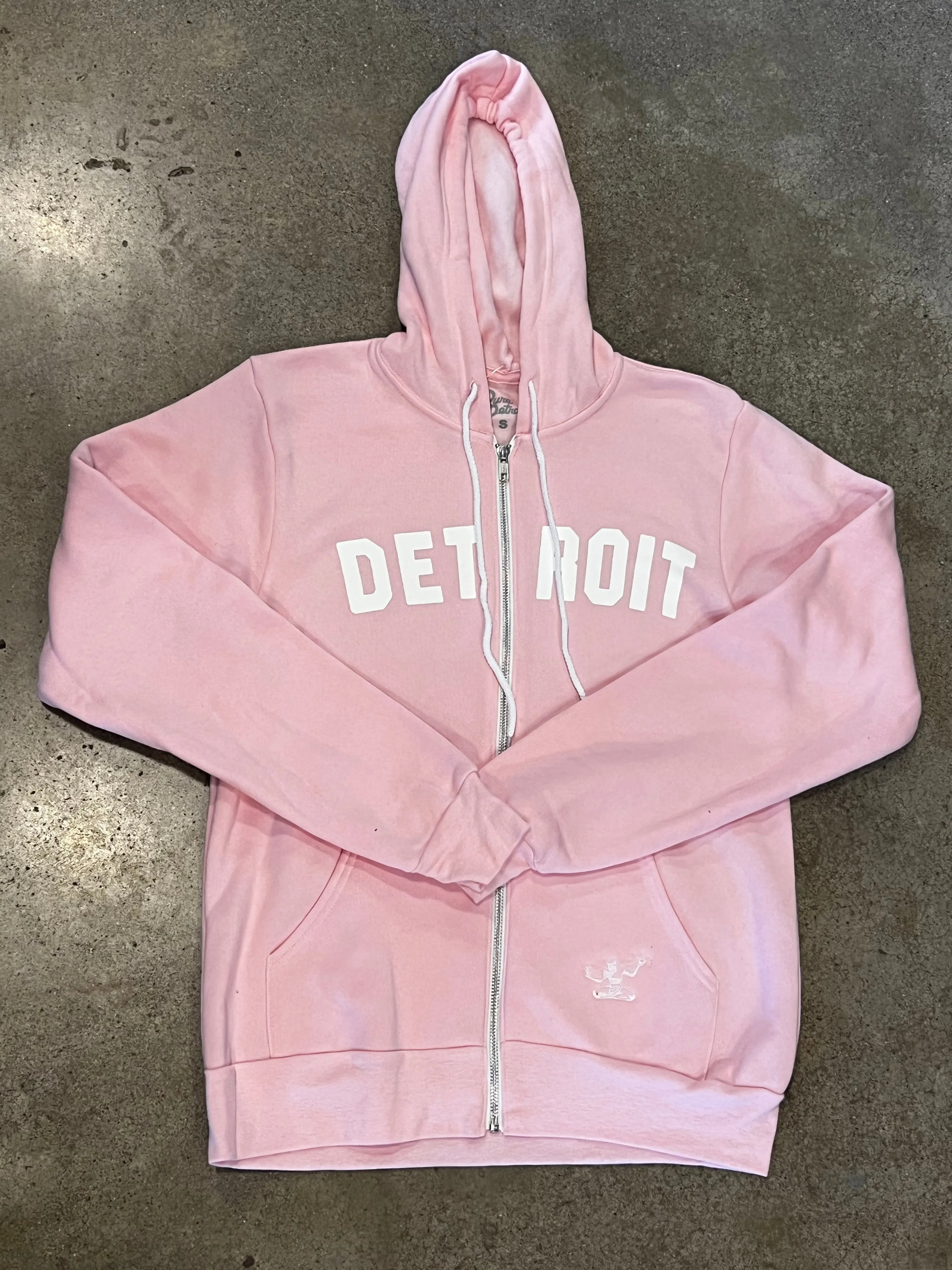 Detroit Classic Tri-Blend Zip Hoodie / White   Bubblegum / Unisex