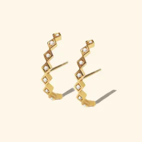 Diamond Shape Suspender Stud Earrings