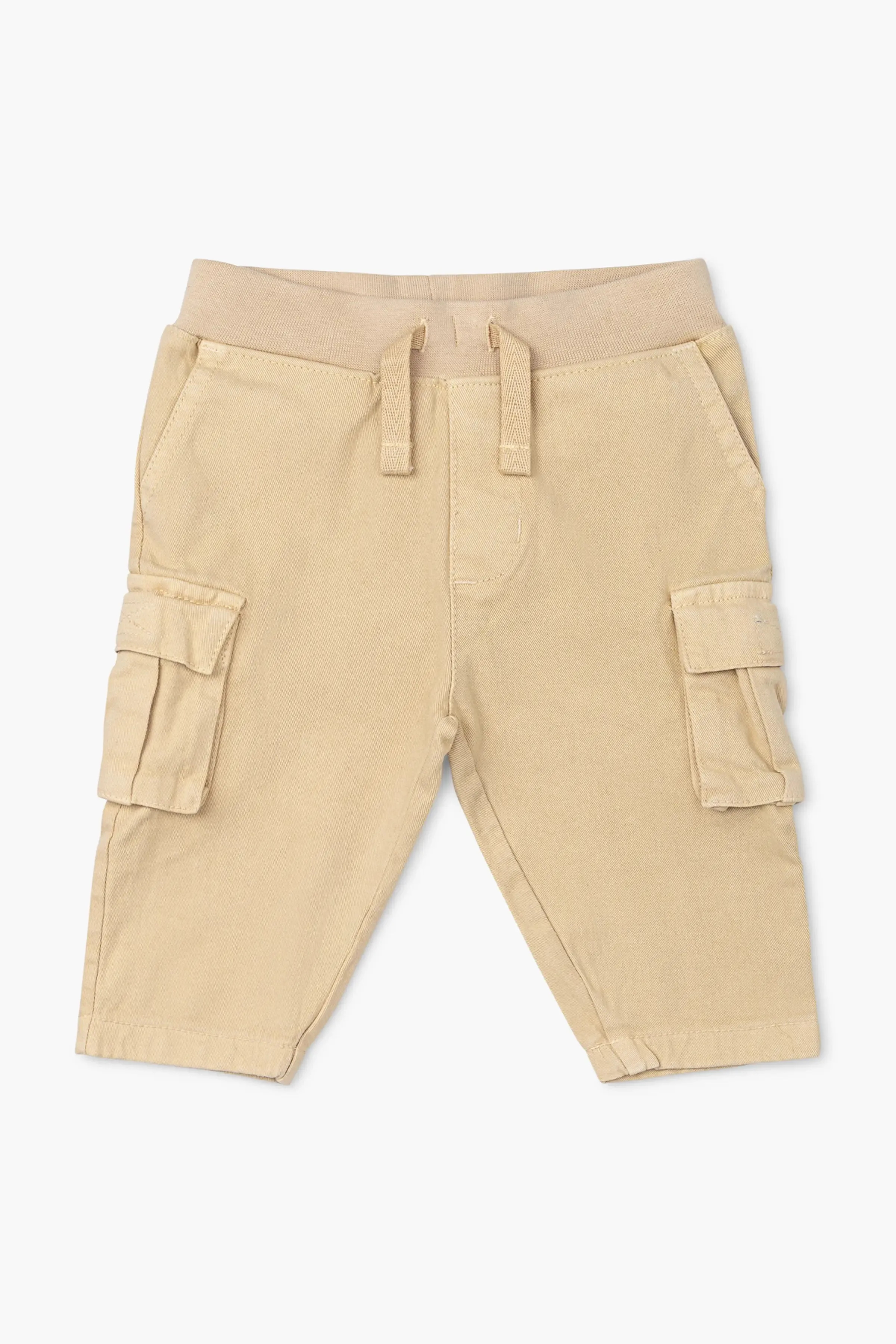 Elastic Waist Cargo Pants_Khaki