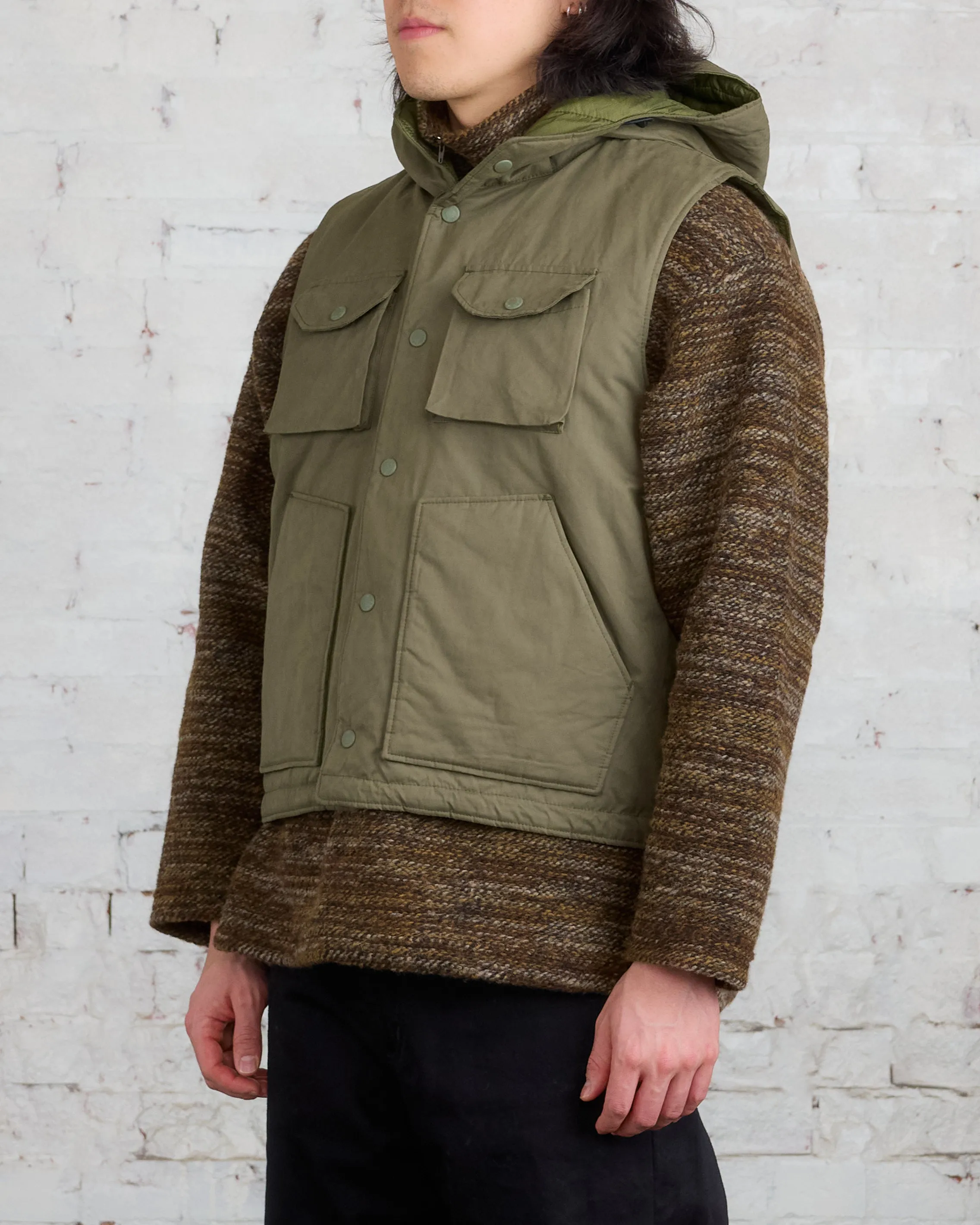 Engineered Garments Field Vest Olive PC Coated Cloth