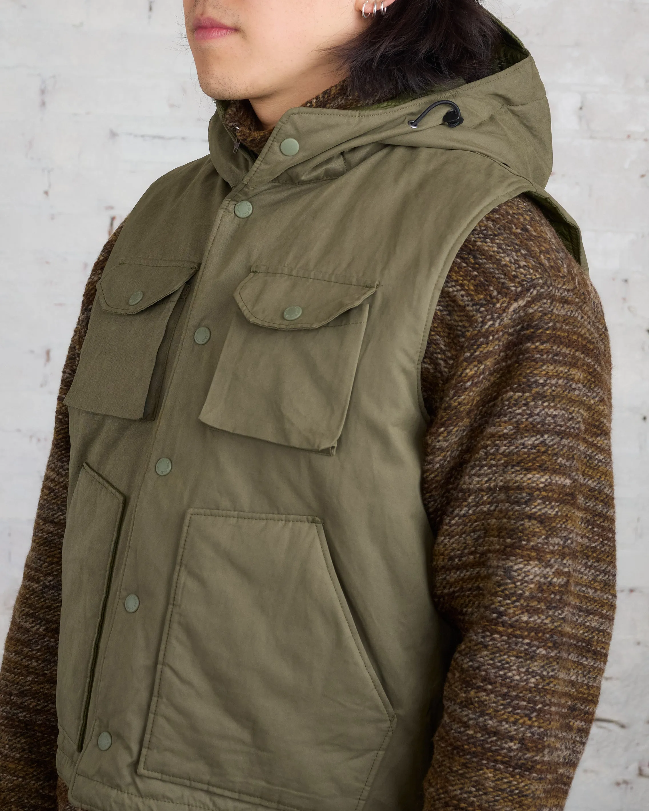 Engineered Garments Field Vest Olive PC Coated Cloth