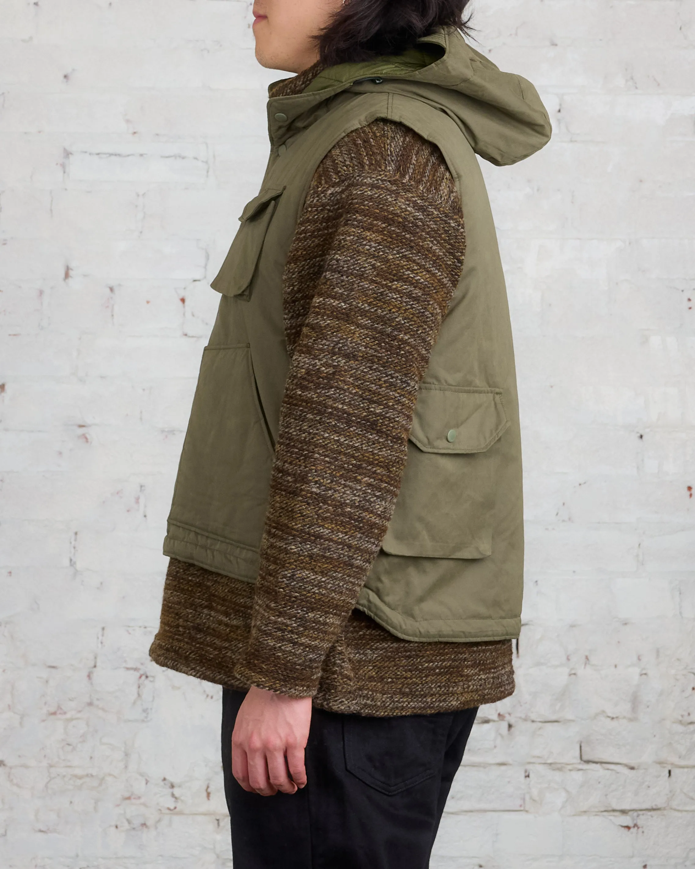 Engineered Garments Field Vest Olive PC Coated Cloth