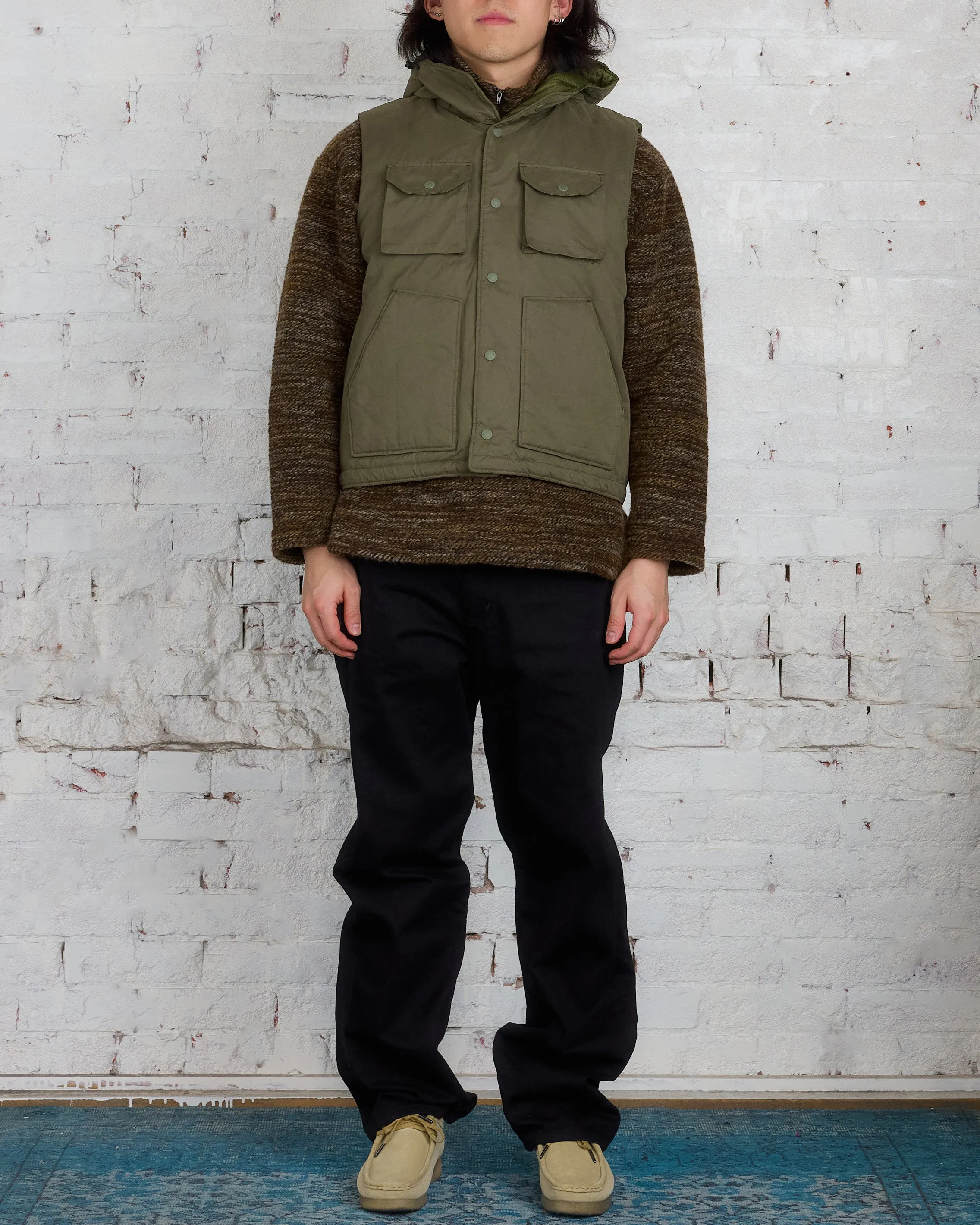 Engineered Garments Field Vest Olive PC Coated Cloth