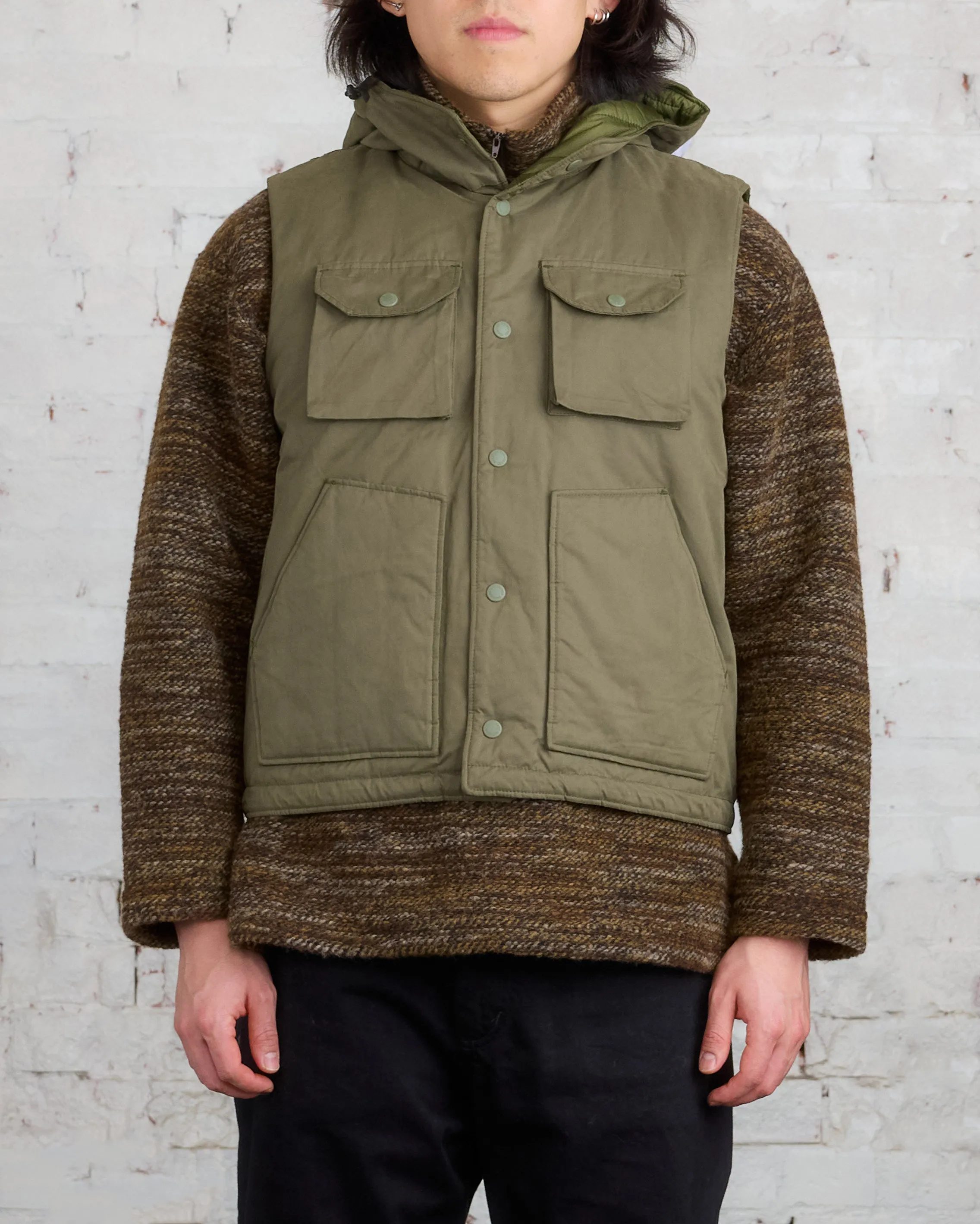 Engineered Garments Field Vest Olive PC Coated Cloth