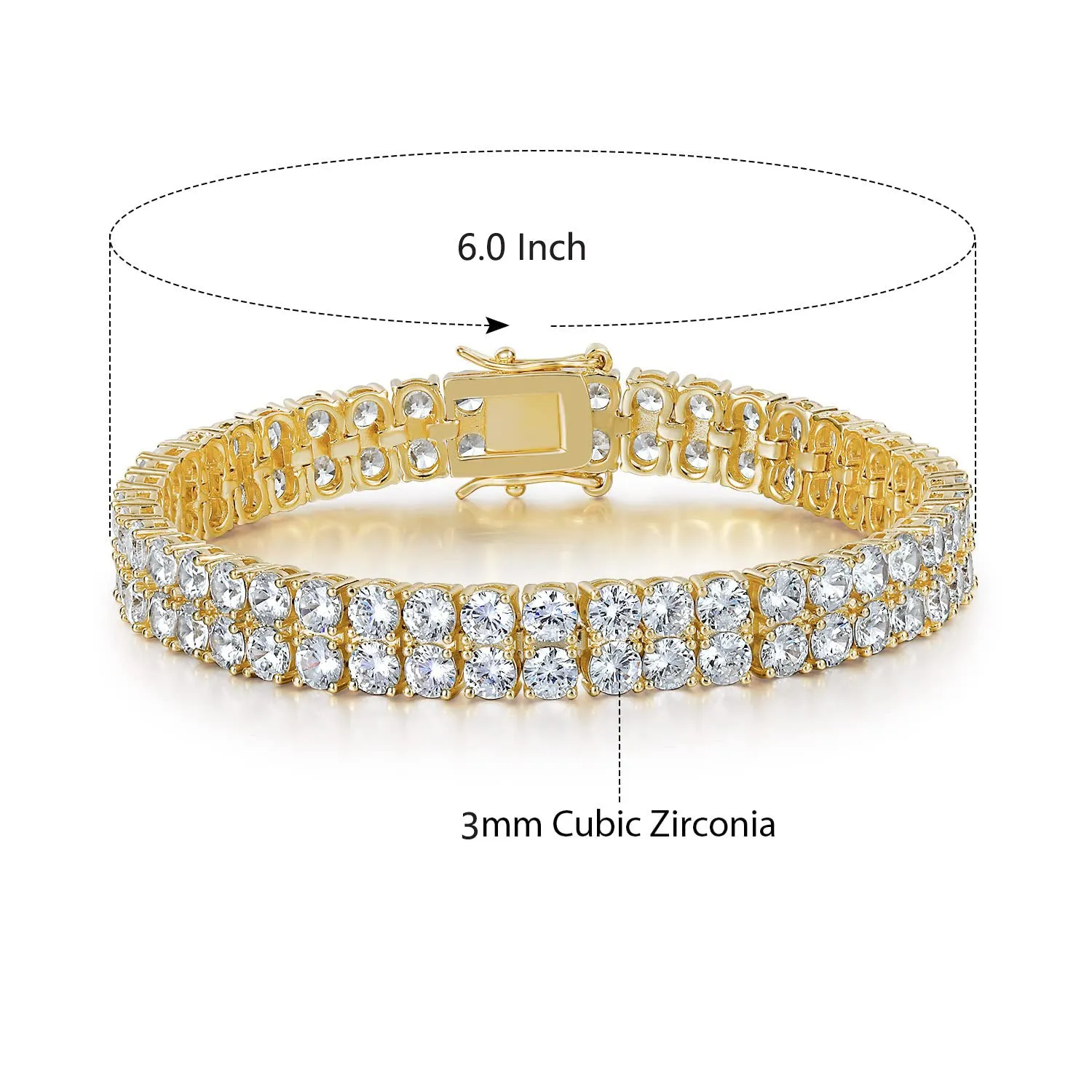 European Hip Hop Inlaid Zircon Tennis Bracelet Double Row