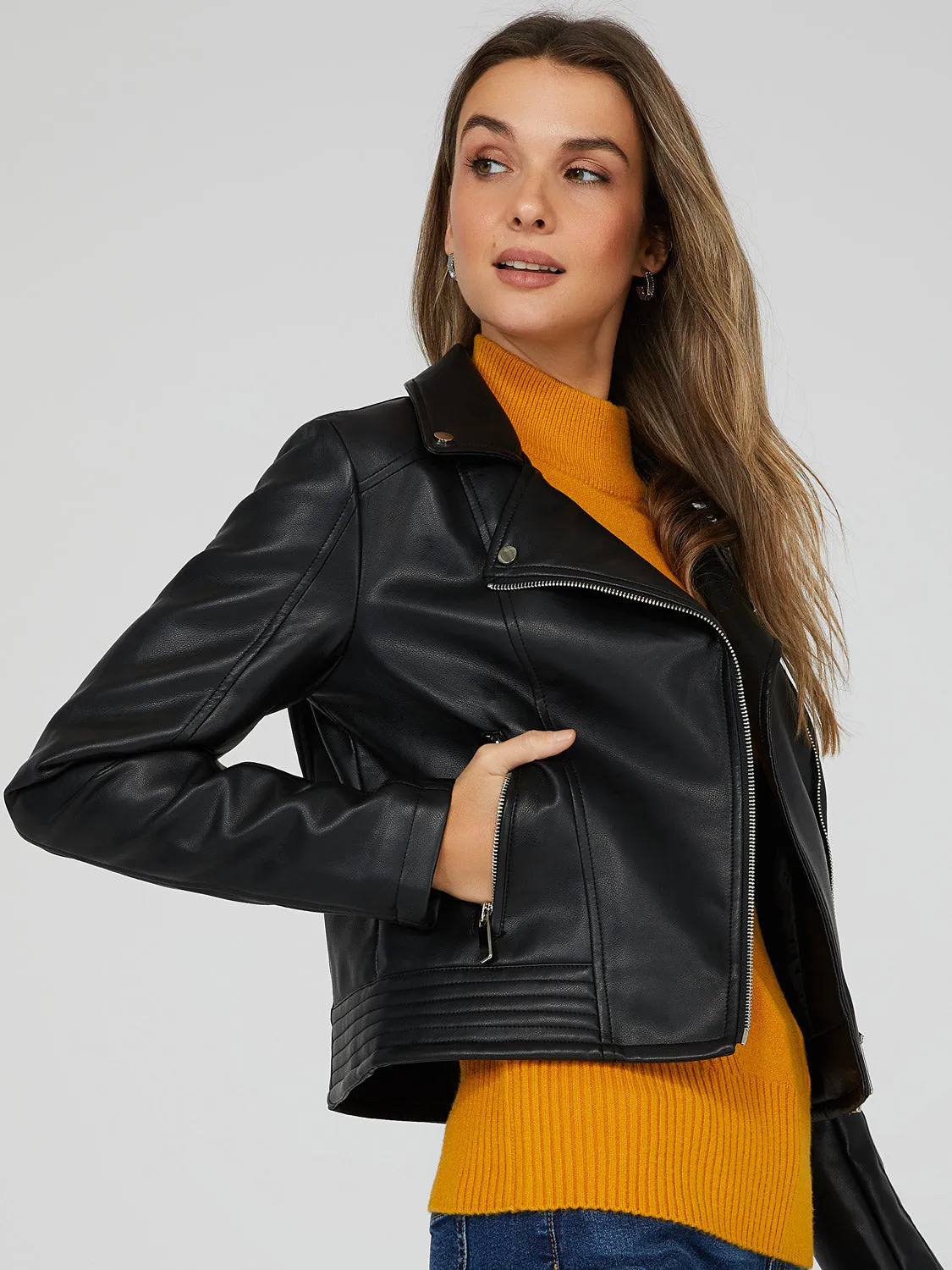 Faux Leather Moto Jacket