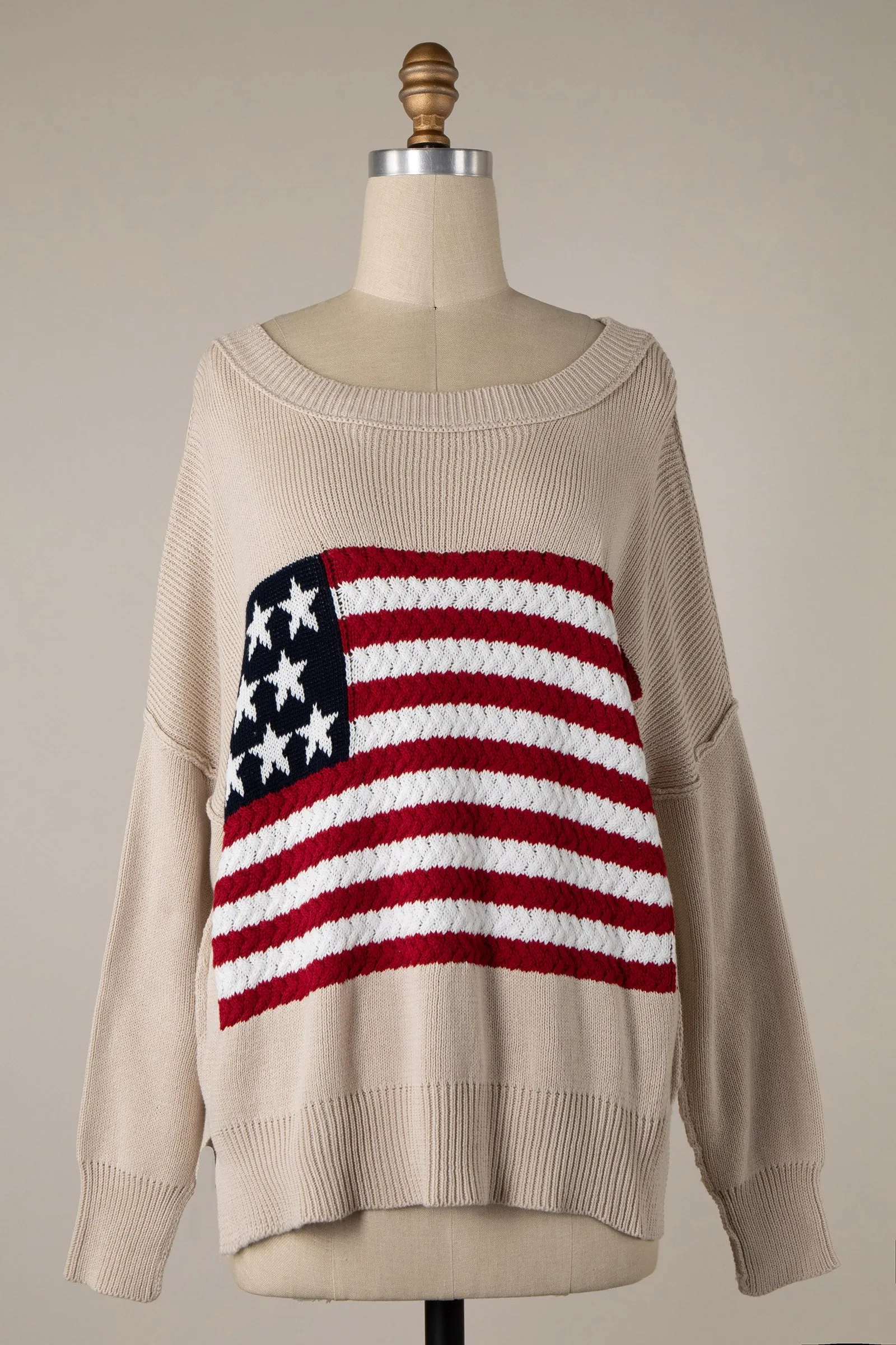 FLAG CROCHET KNIT SWEATER TOP M8167 1 PACK