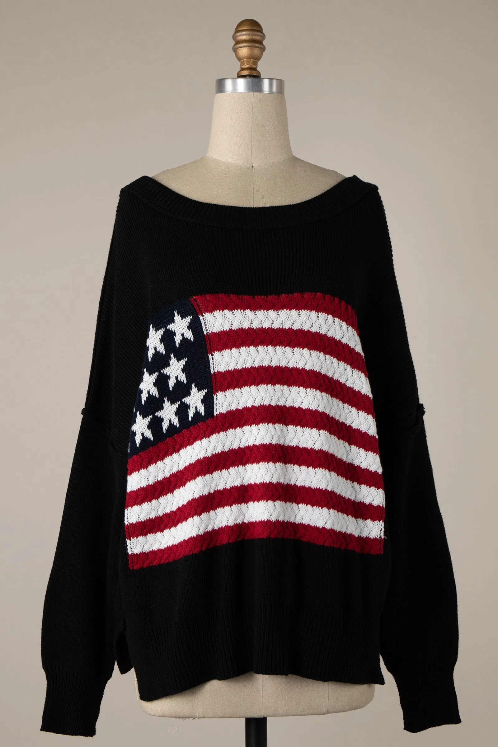 FLAG CROCHET KNIT SWEATER TOP M8167 1 PACK