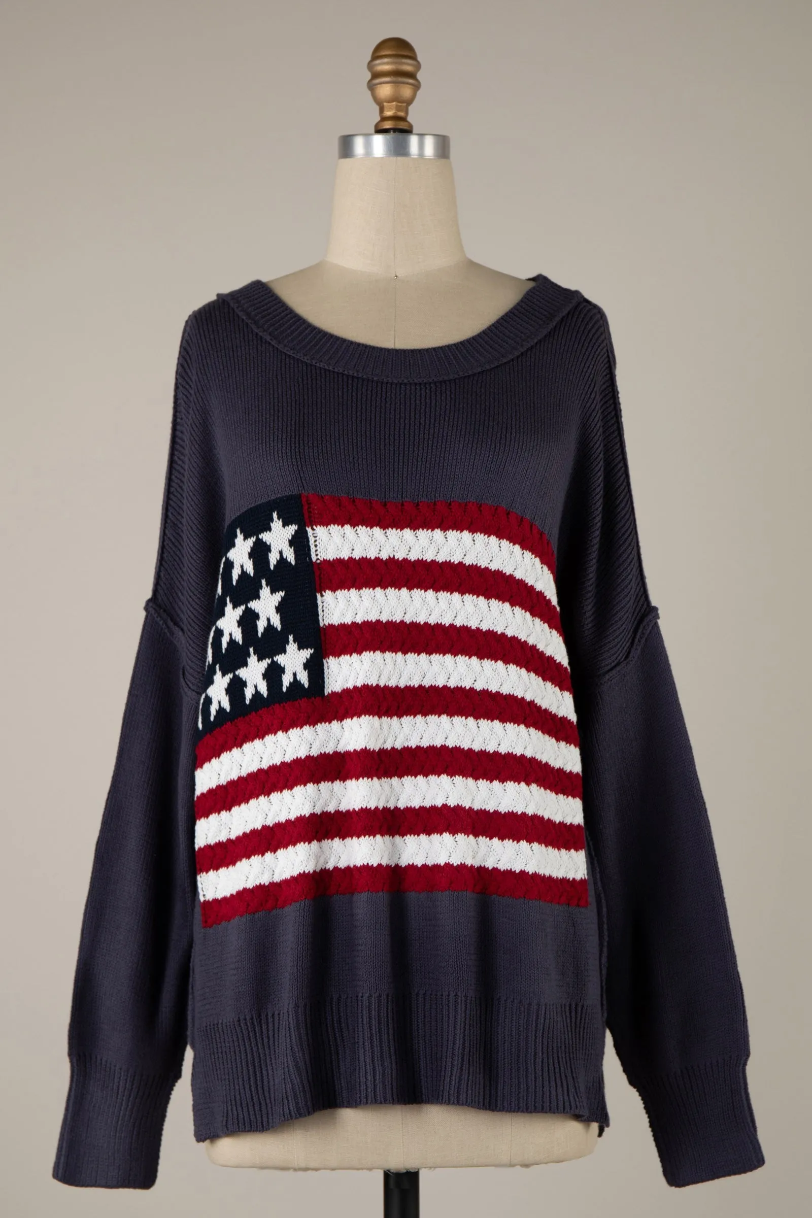 FLAG CROCHET KNIT SWEATER TOP M8167 1 PACK