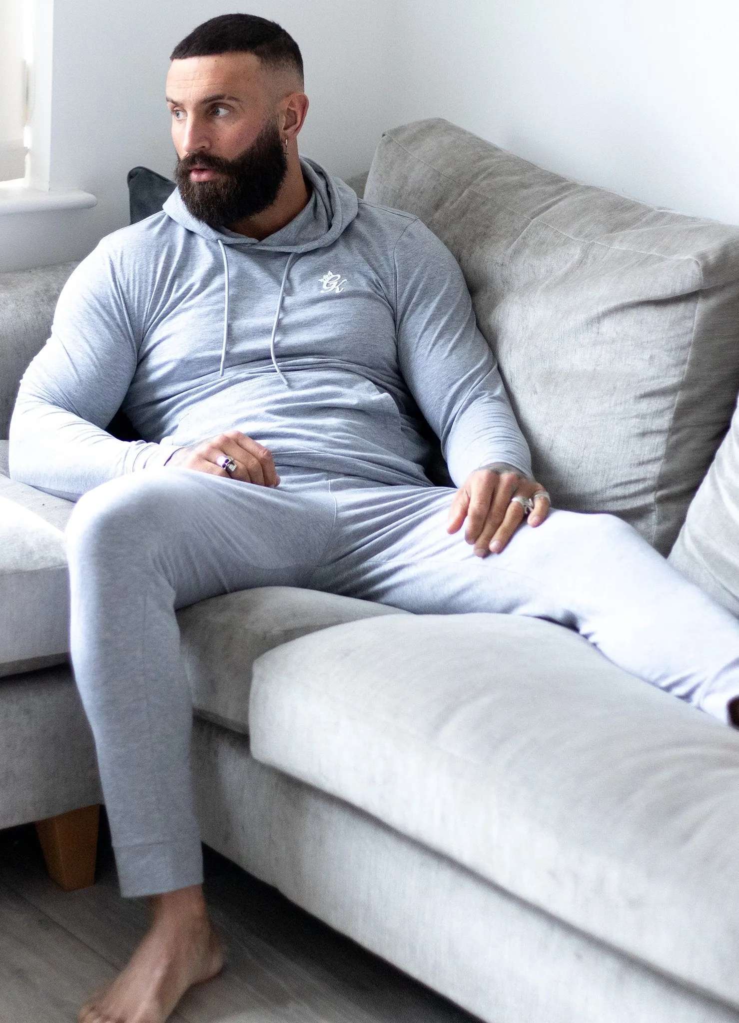 Gym King Lightweight Lounge Overhead Hoodie - Grey Marl