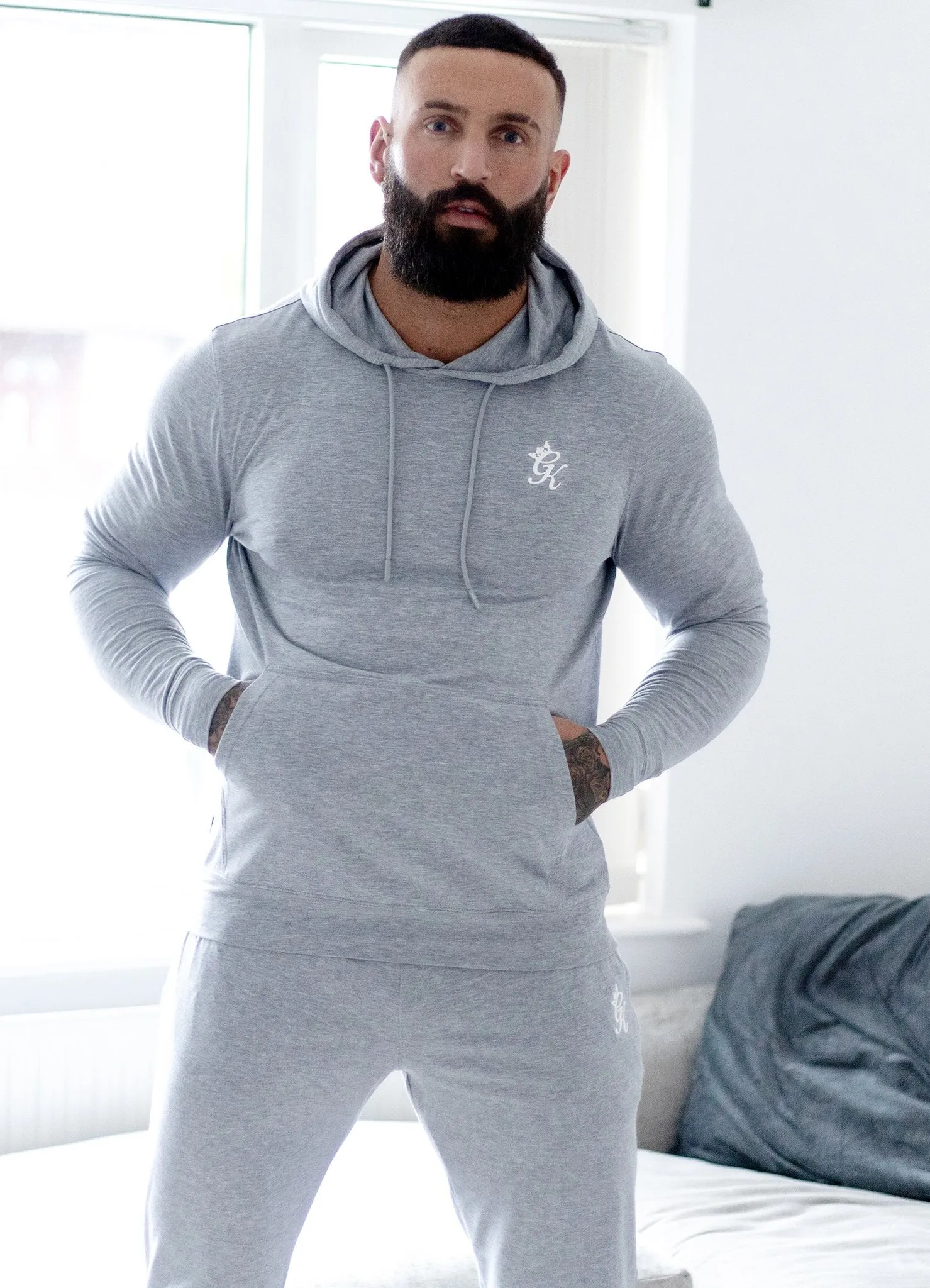 Gym King Lightweight Lounge Overhead Hoodie - Grey Marl