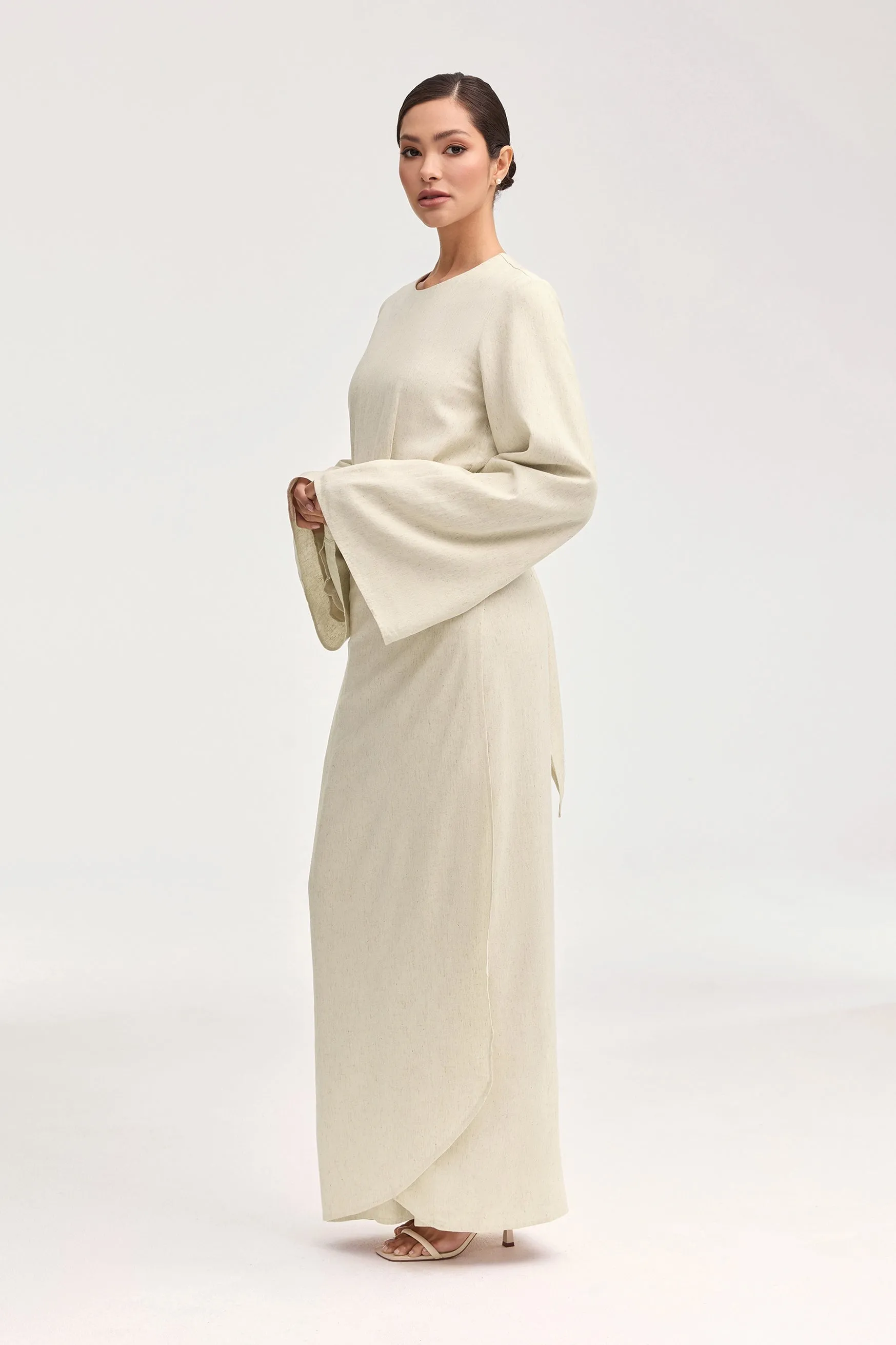 Hanadi Wrap Maxi Dress - Beige