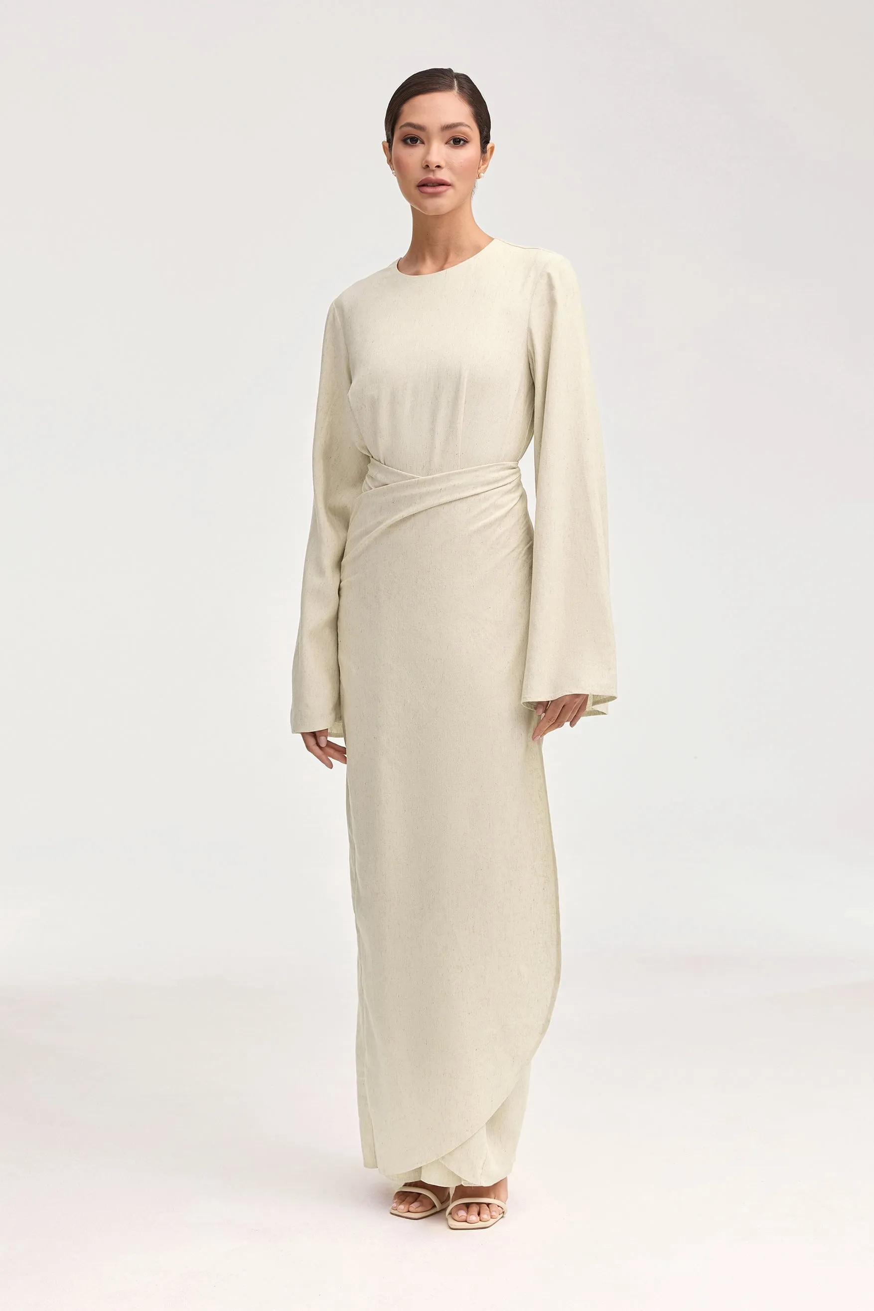 Hanadi Wrap Maxi Dress - Beige