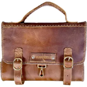 HAND SEWN LEATHER HANGING TOILETRY BAG-1A