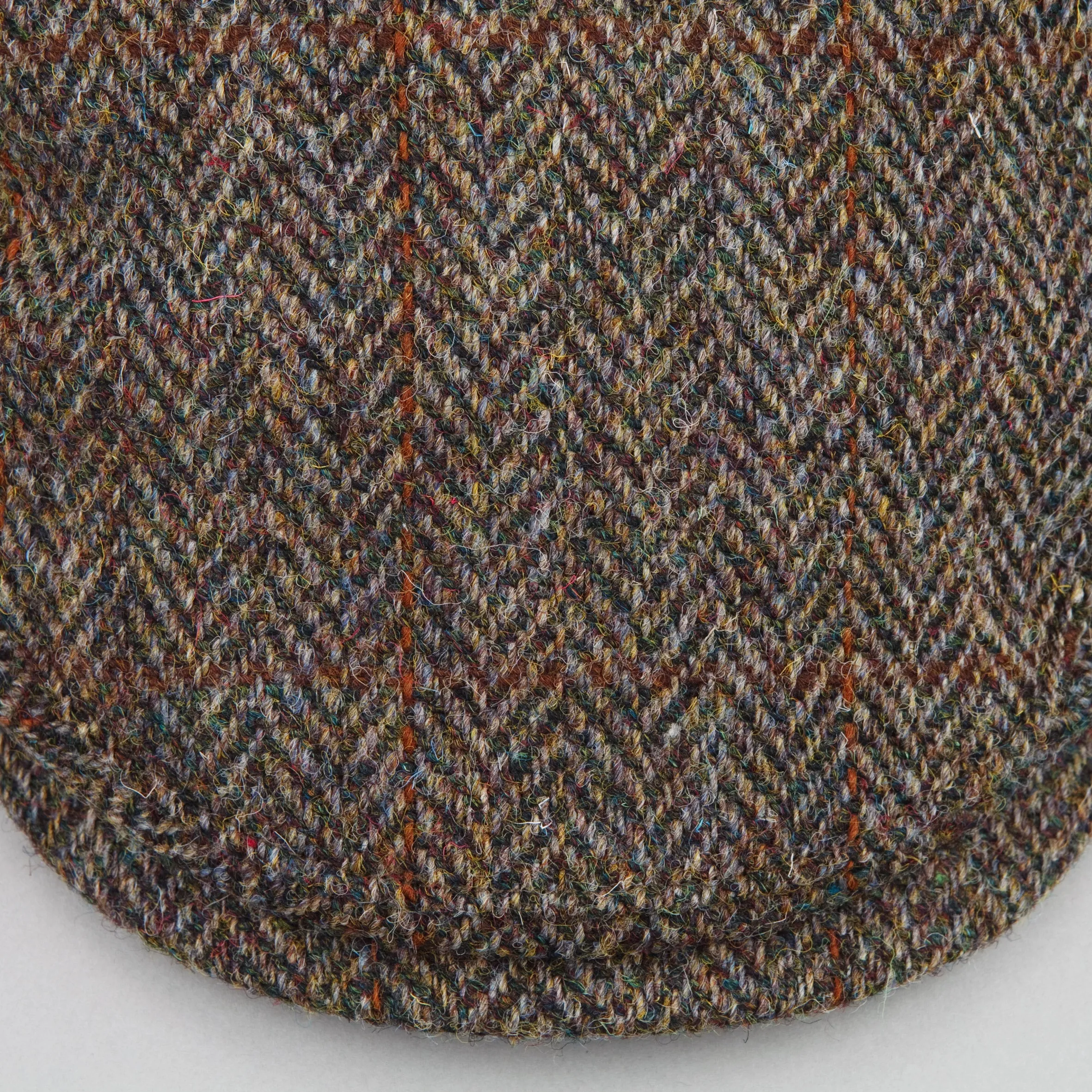 Harris Tweed Flat Cap in green/brown herringbone