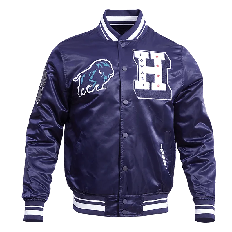 HOWARD UNIVERSITY CLASSIC RIB SATIN JACKET (MIDNIGHT NAVY)