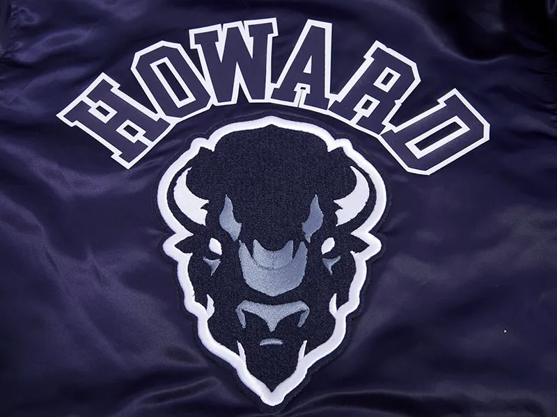 HOWARD UNIVERSITY CLASSIC RIB SATIN JACKET (MIDNIGHT NAVY)