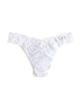 I Do Crystal Signature Lace Original Rise Thong White