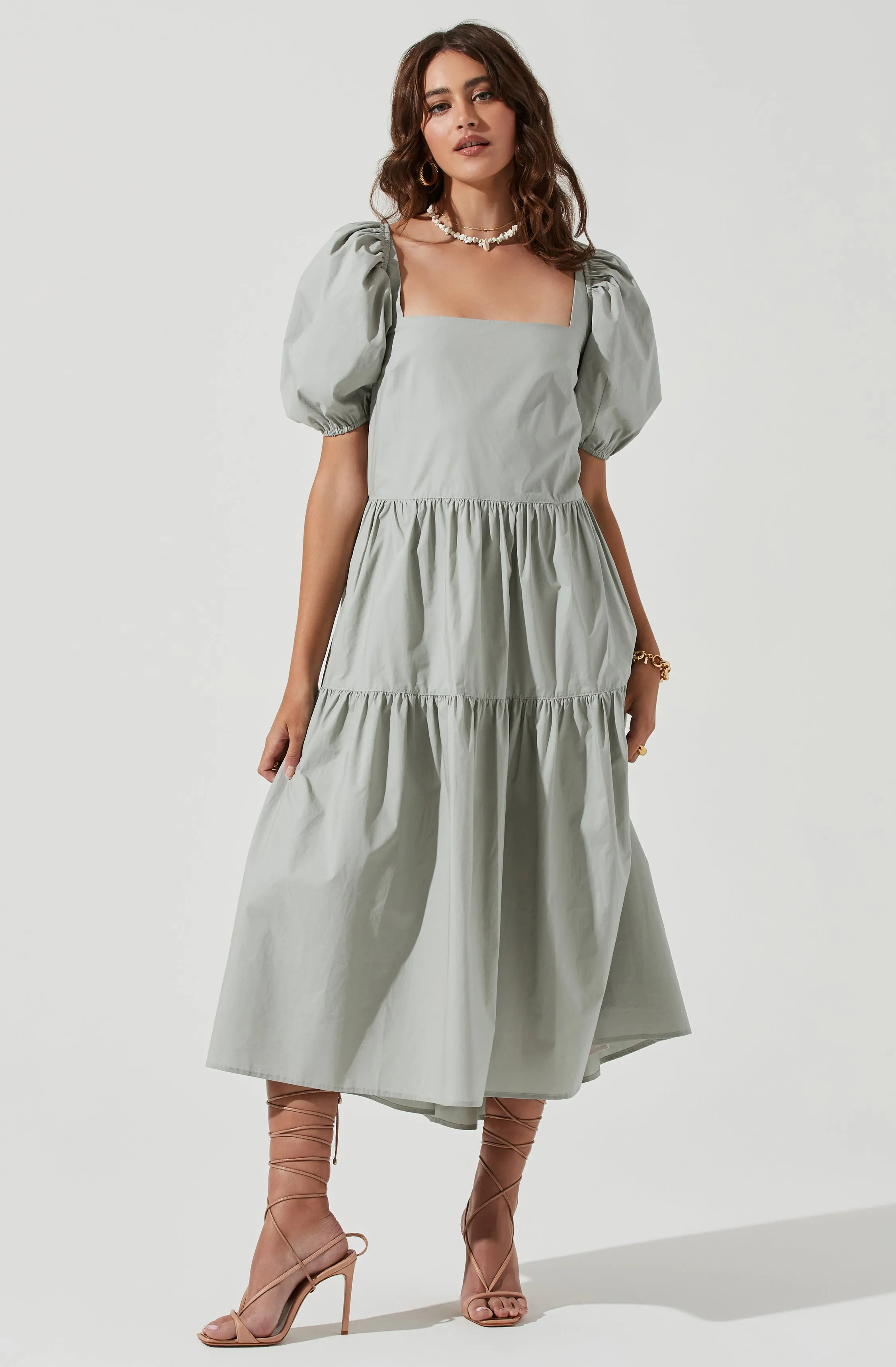 Ilana Puff Sleeve Tiered Midi Dress