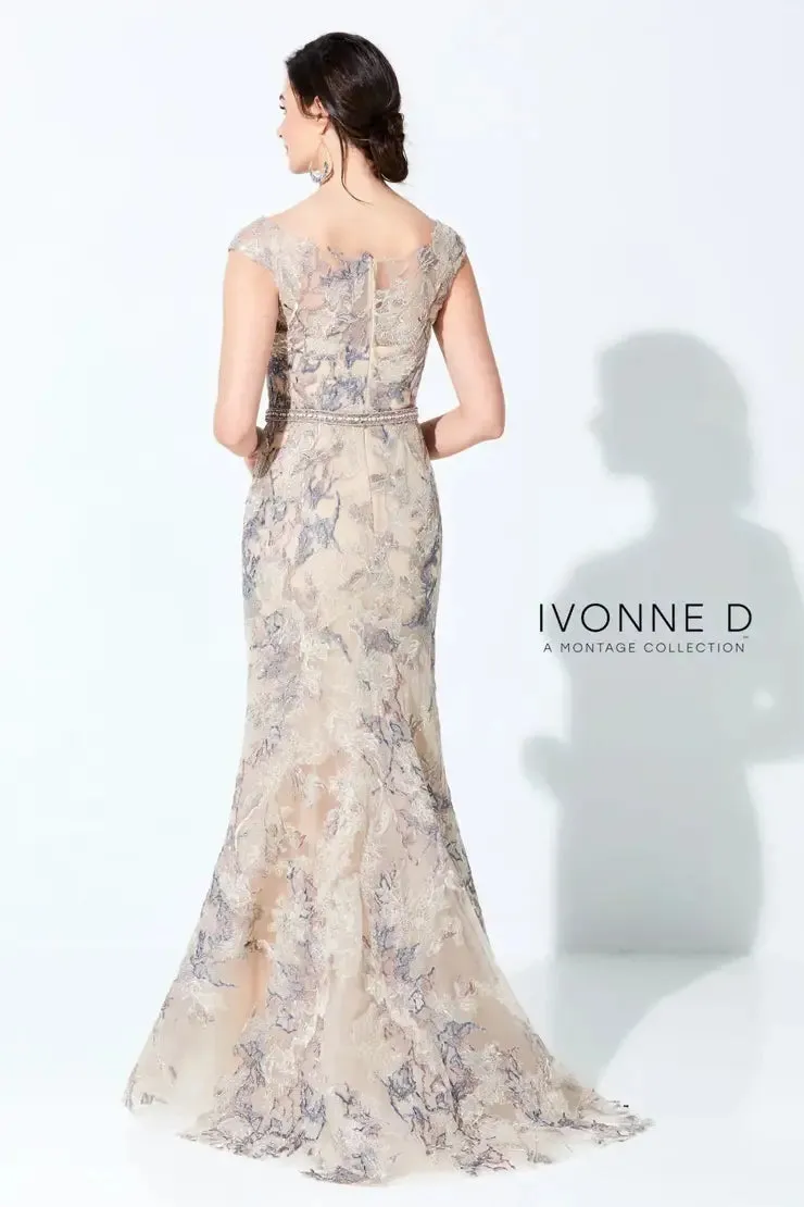 Ivonne D 220D23 Cap Sleeve Lace Overlay