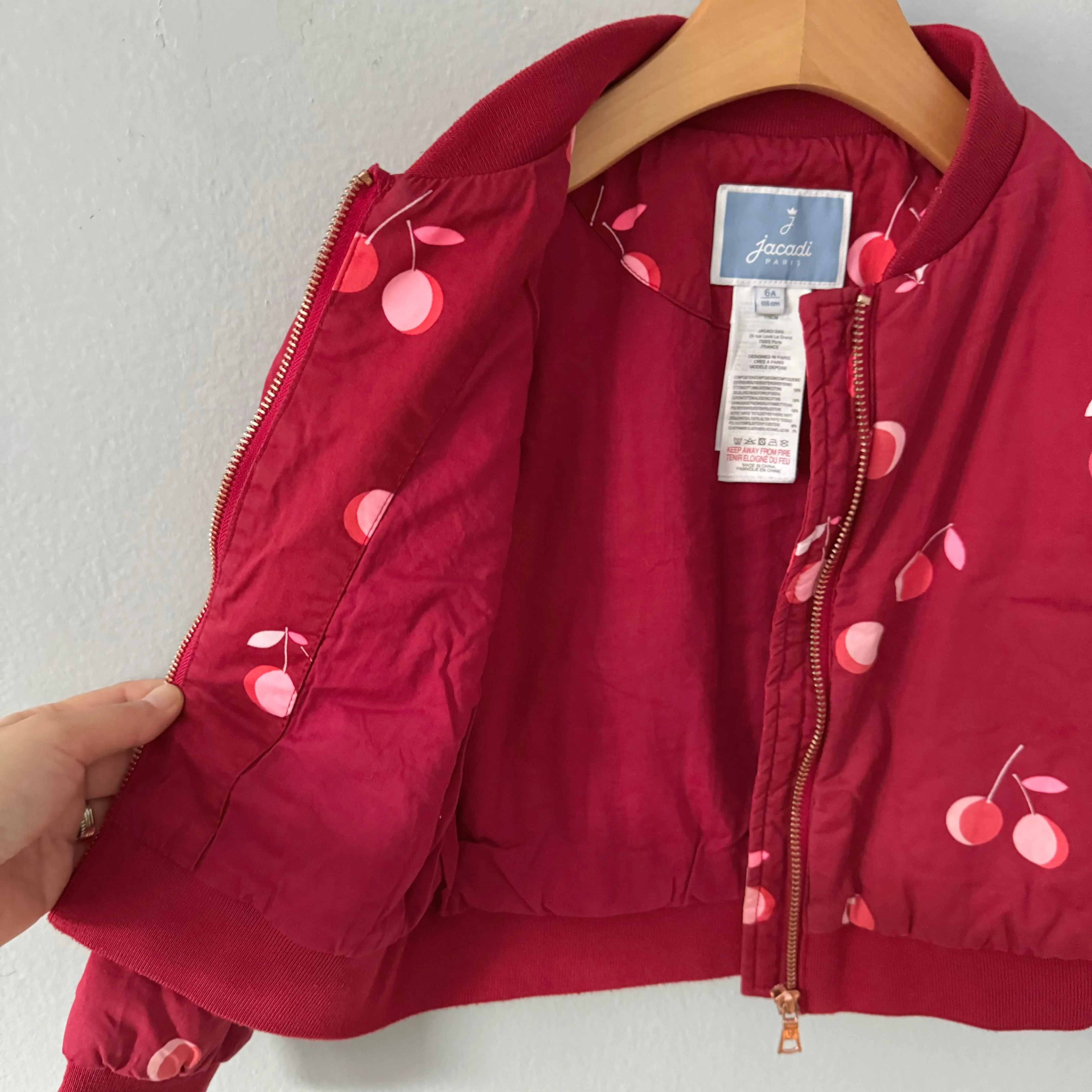 Jacadi / Burgundy padded bomber jacket / 6Y