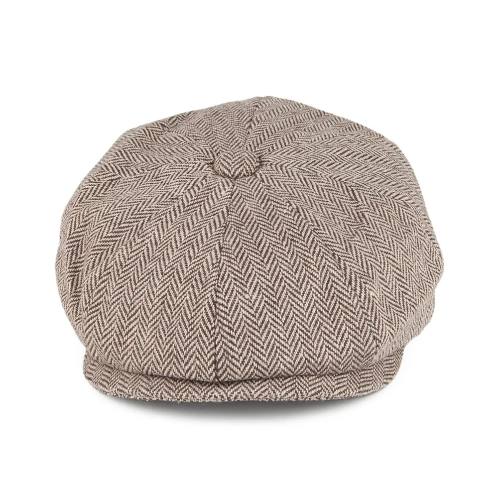 Kids Herringbone Newsboy Cap - Brown