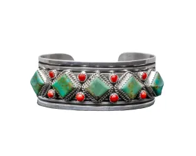 Kingman Turquoise & Coral Cuff | Delbert Delgarito