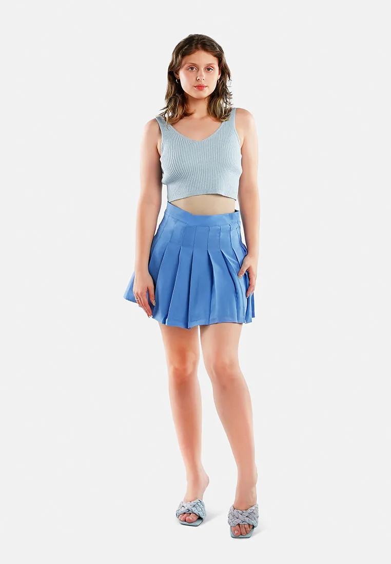 Knife Pleated Mini Skirt