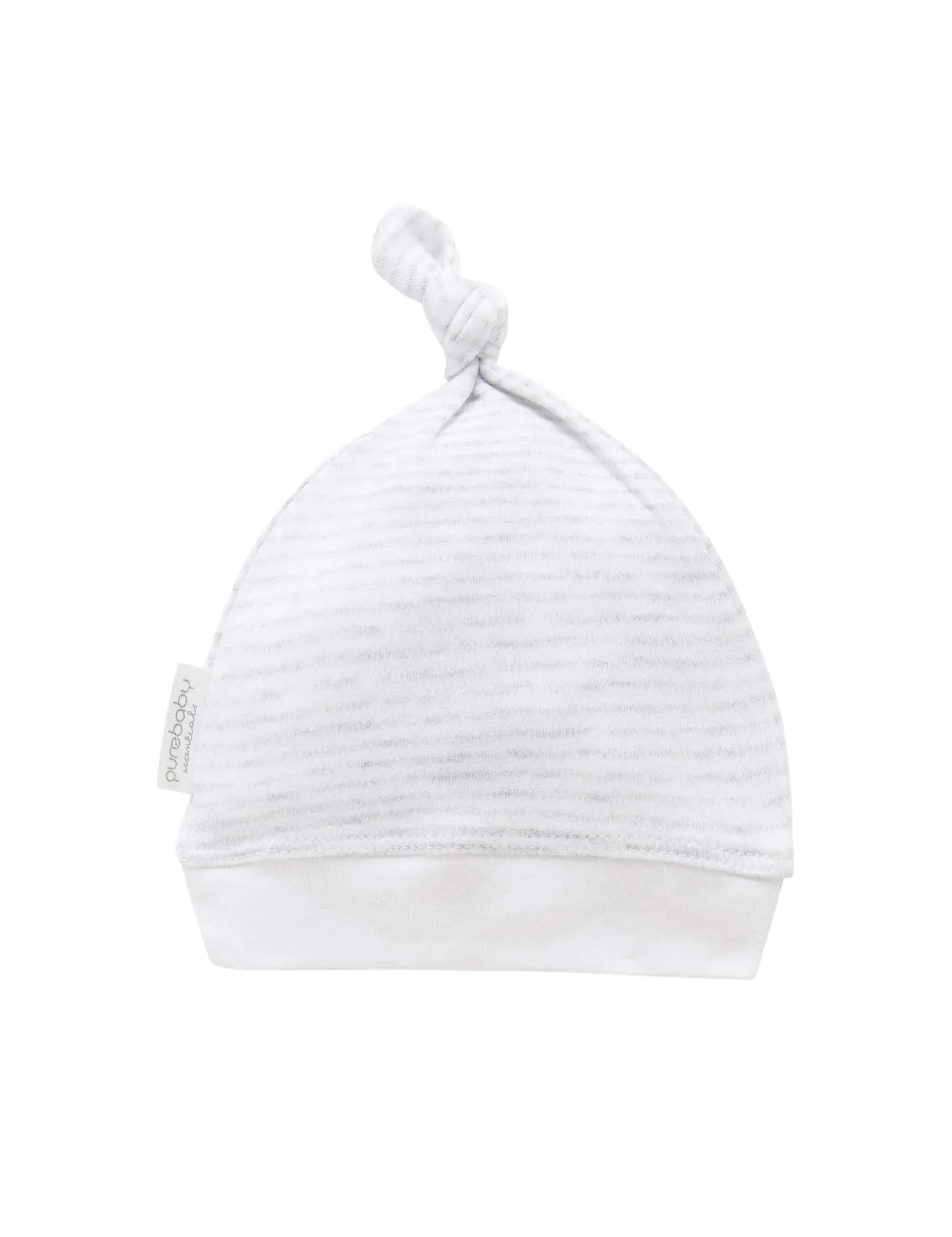 Knot Hat - Pale Grey Melange Stripe