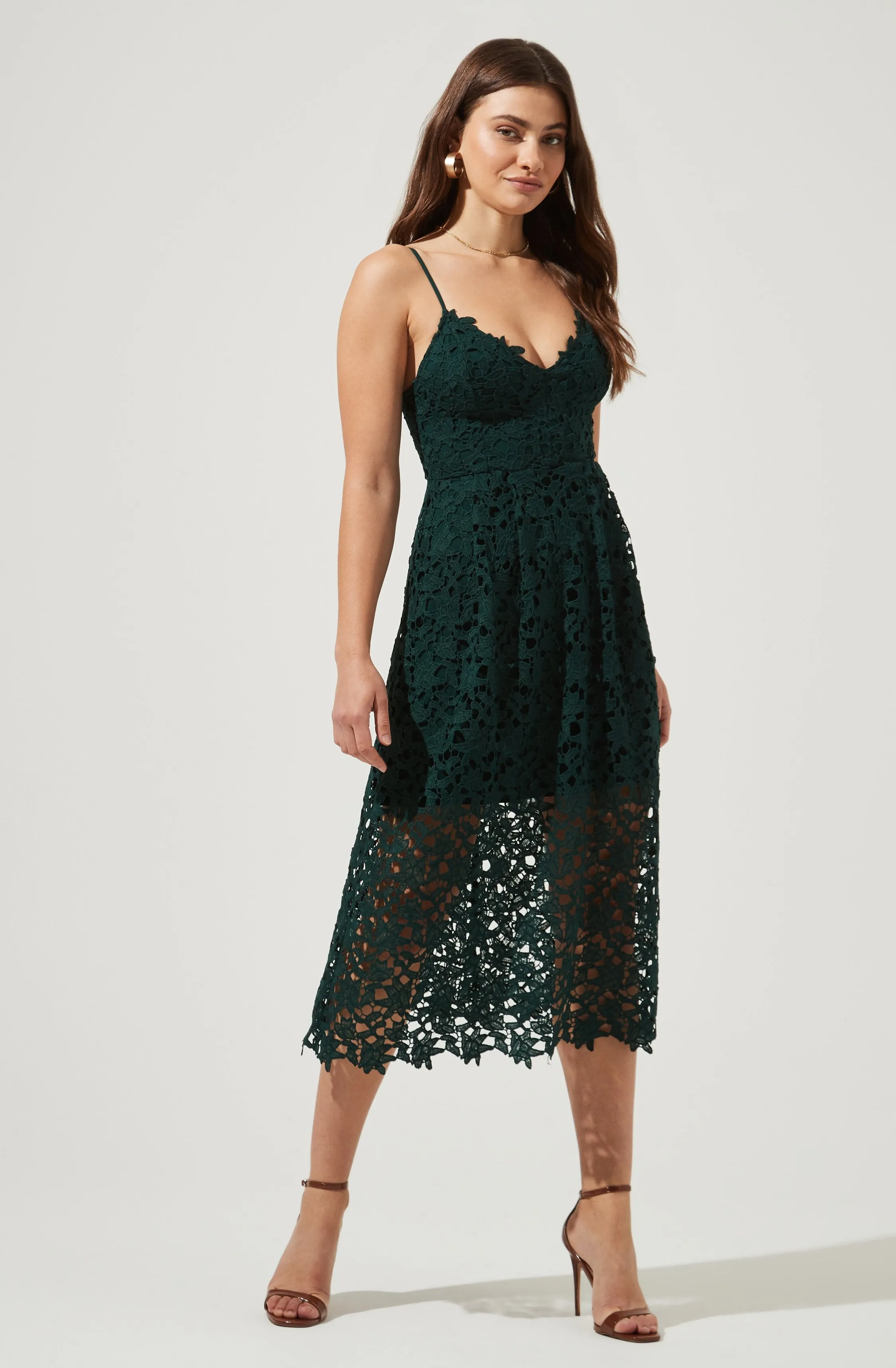 Lace A Line Midi Dress