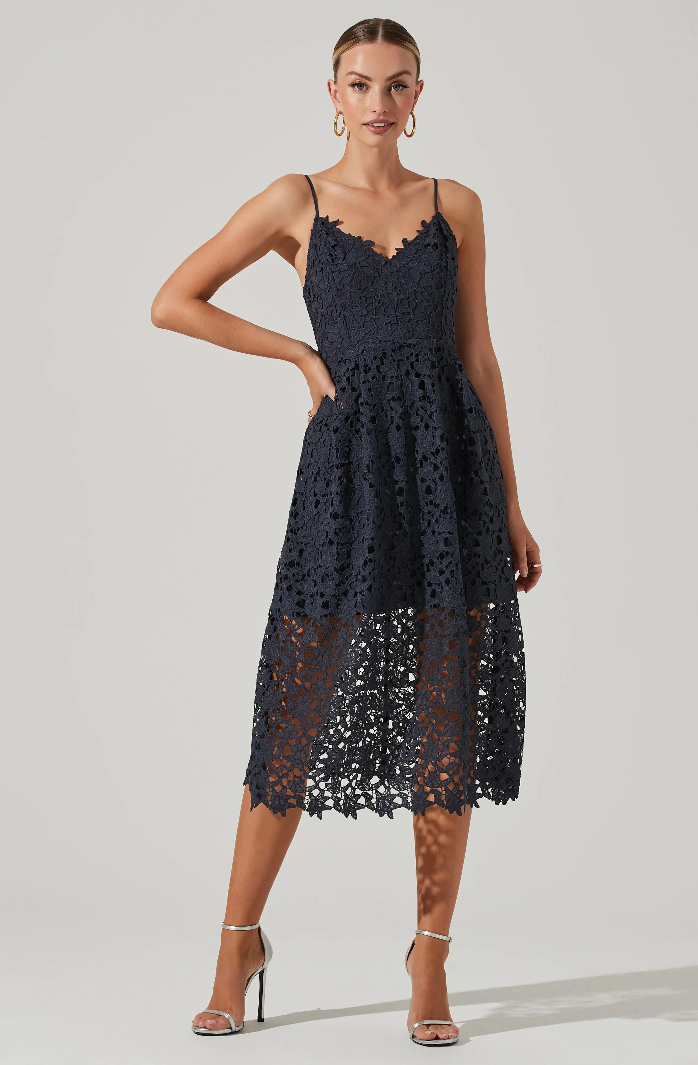 Lace A Line Midi Dress