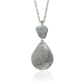 Large Teardrop Shell Necklace Silver Stardust