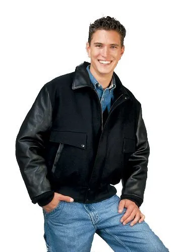 Leather Varsity Bomber Wool Leather Jacket Made in USA